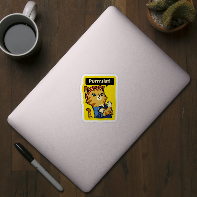 Purrrsist Cats Sticker TeePublic